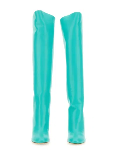 Maison Skorpios Adriana High Heels Boots In Green Leather