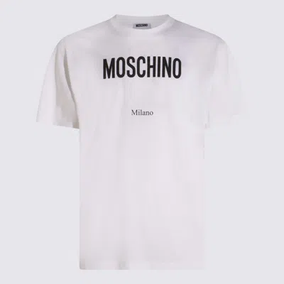 Moschino Cotton T-shirt With Contrasting Logo Detail In White