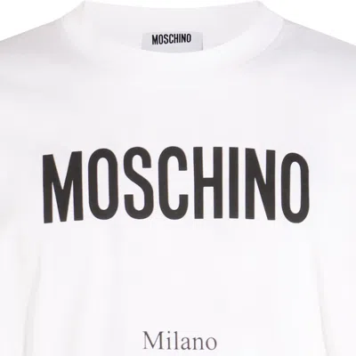 Moschino Cotton T-shirt With Contrasting Logo Detail In White