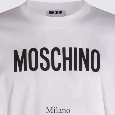 Moschino Cotton T-shirt With Contrasting Logo Detail In White
