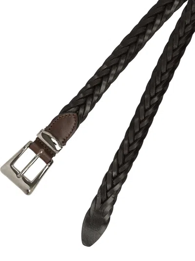 Adriano Meneghetti Black Leather Belt In Black