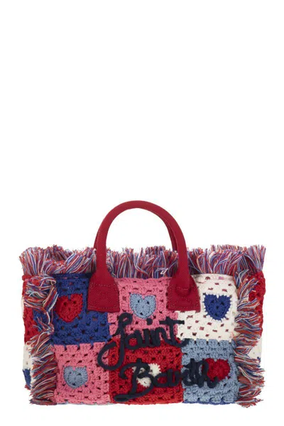 Mc2 Saint Barth Heart Patches Crochet Bag With Fringes