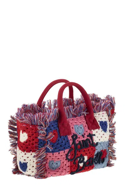 Mc2 Saint Barth Heart Patches Crochet Bag With Fringes