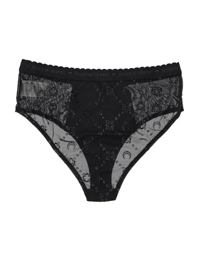Marine Serre High Elastic Brief Mesh Flock Glitter In Black
