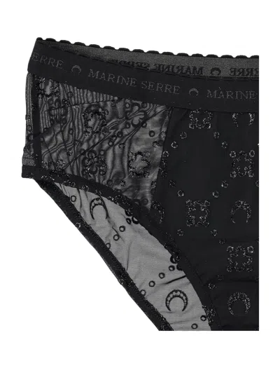 Marine Serre High Elastic Brief Mesh Flock Glitter In Black
