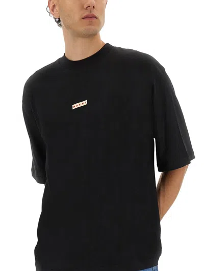 Marni Brand Label T-shirt In Black