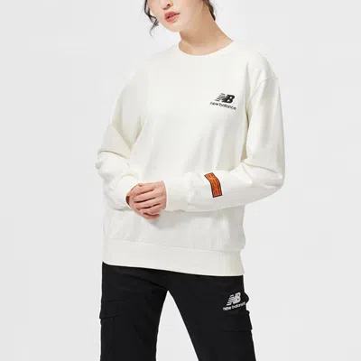 New Balance Unisex Round-neck Sweatshirt Ivory In White
