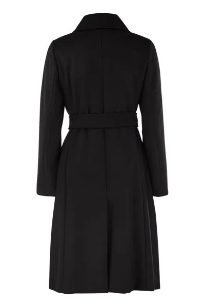 Max Mara Straight-cut Black Coat With Double-button Closure In Black