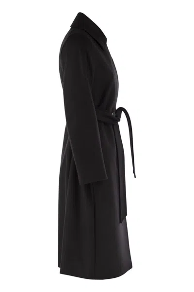 Max Mara Straight-cut Black Coat With Double-button Closure In Black
