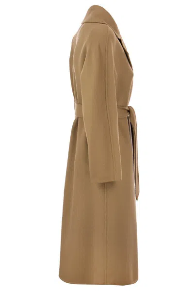 Max Mara Studio Camel Wool Blend Cles Coat In Brown