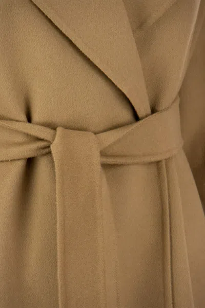 Max Mara Studio Camel Wool Blend Cles Coat In Brown