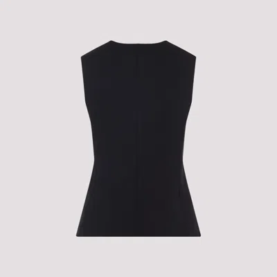 Max Mara Tailored Black Waistcoat With Deep V-neckline And Button Detail In Black