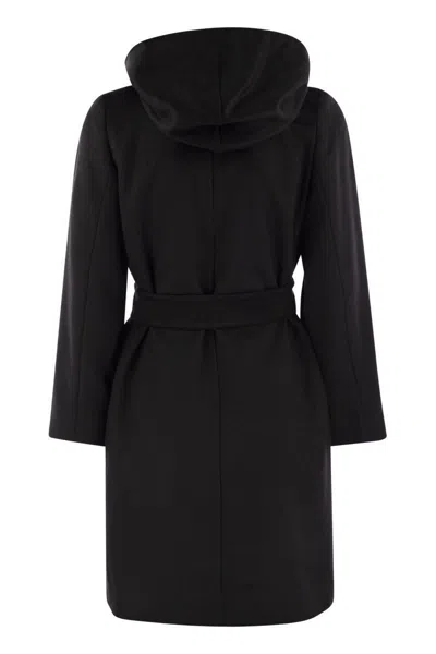 Max Mara Burgundy Drap Double Cloth Cles Robe Coat