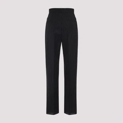 Max Mara Tailored Pinstripe Trousers With High Waist And Pleated Front In Black