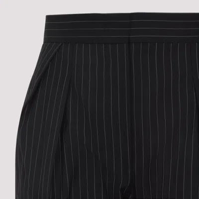 Max Mara Tailored Pinstripe Trousers With High Waist And Pleated Front In Black