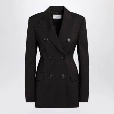 Sportmax Adamo Double Breasted Tailored Virgin Wool Blazer In Black