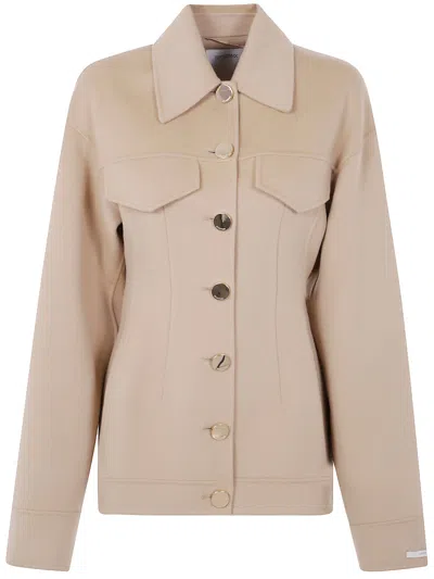 Sportmax Button-fastening Flap-pocket Jacket In Neutral