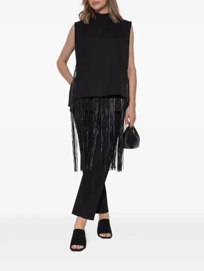 Sportmax Soraia Fringed Sleeveless Top In Black