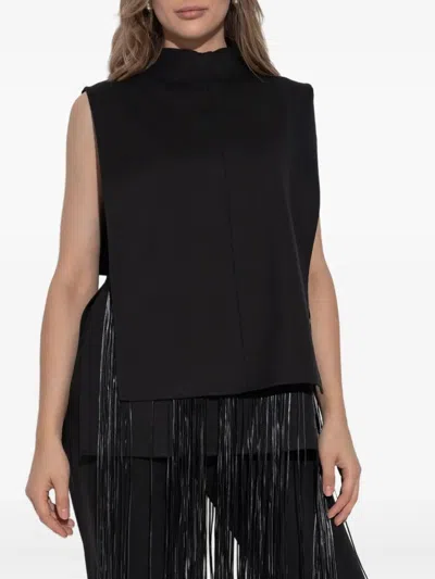Sportmax Soraia Fringed Sleeveless Top In Black