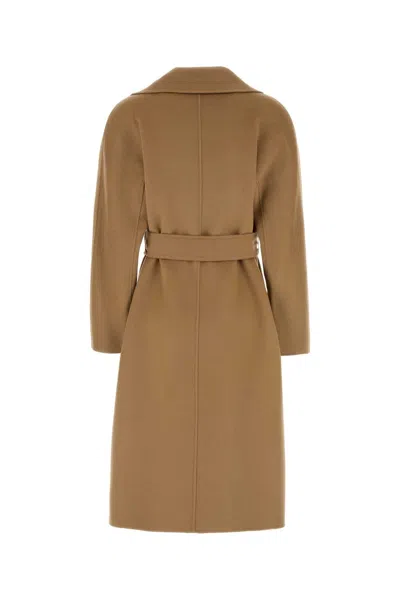 Max Mara Studio Camel Wool Blend Cles Coat