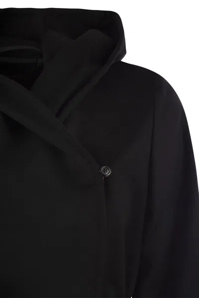 Max Mara Burgundy Drap Double Cloth Cles Robe Coat