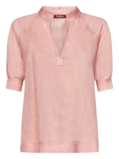 Max Mara Blusa In Garza Ramiè Rosa In Pink