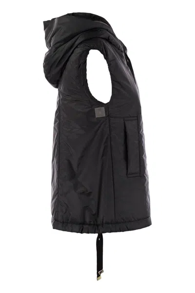 Max Mara The Cube Women Black Greengo Padded Hooded Vest In Blue