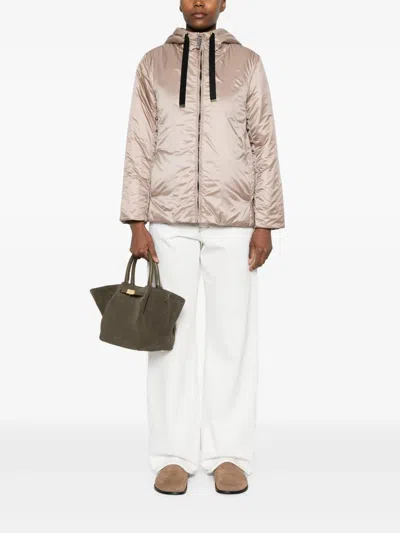 Max Mara The Cube Green Padded Nylon Jacket In Gray