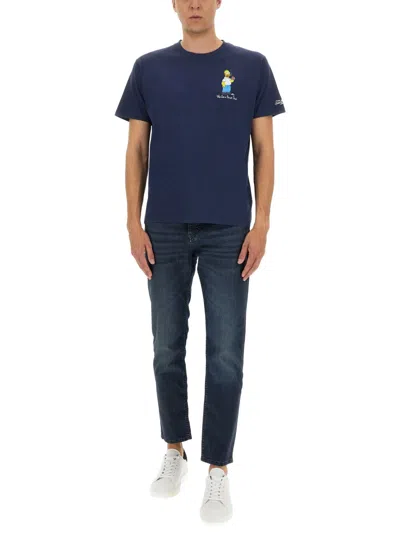 Mc2 Saint Barth Graphic Print Crew Neck T-shirt In Blue