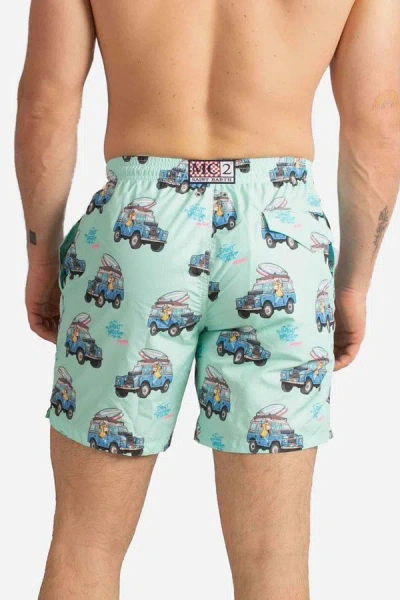 Mc2 Saint Barth Car-print Swim Shorts In Blue