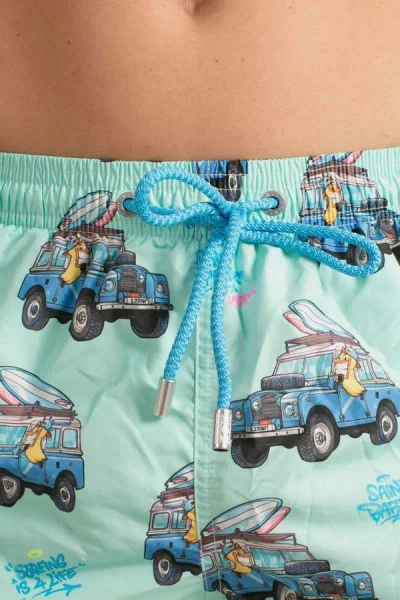 Mc2 Saint Barth Car-print Swim Shorts In Blue