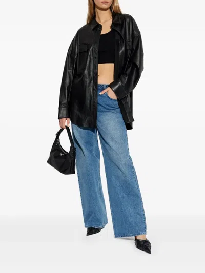 Michael Michael Kors Relaxed Wide Leg Jeans In Blue