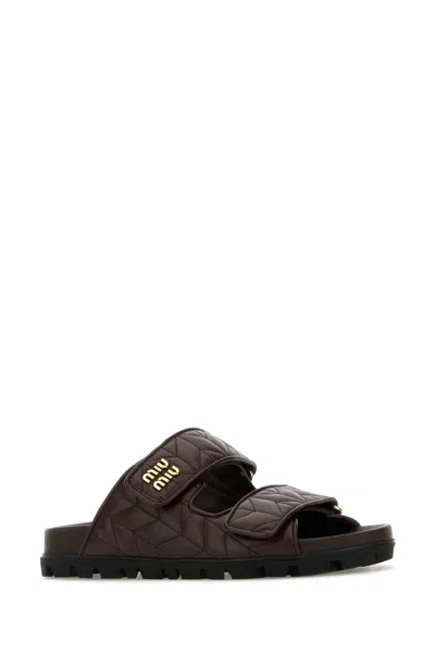 Miu Miu Dark Brown Leather Sandals