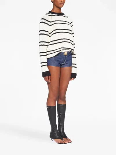 Miu Miu Stripe-print Knitted Jumper In White