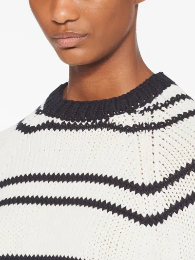 Miu Miu Stripe-print Knitted Jumper In White