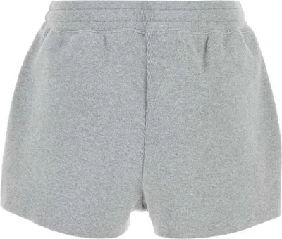 Miu Miu Cotton Shorts With Drawstring And Elastic Waistband In Gray