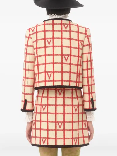 Valentino Grid Pattern Embellished Jacket