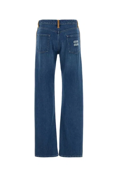 Miu Miu Trousers Denim Contrast Trim In Blue