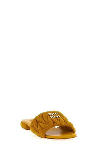 Miu Miu Quilted Flat Sole Open Toe Slippers