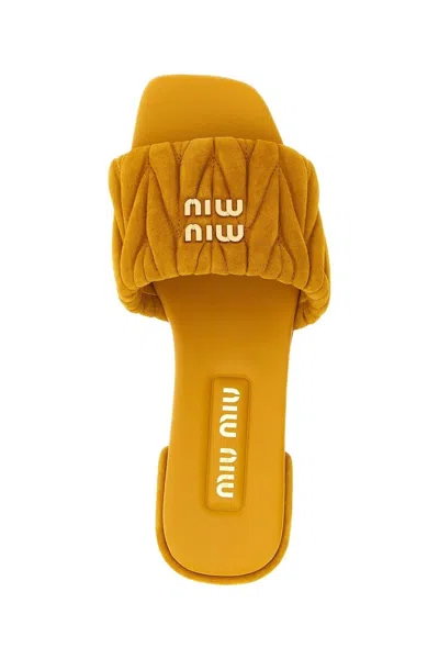 Miu Miu Quilted Flat Sole Open Toe Slippers