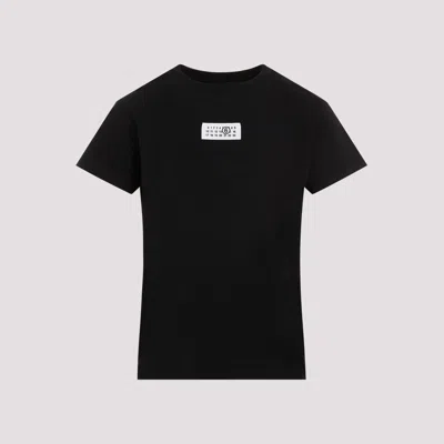 Mm6 Maison Margiela Black T-shirt With Numeric Signature In Black