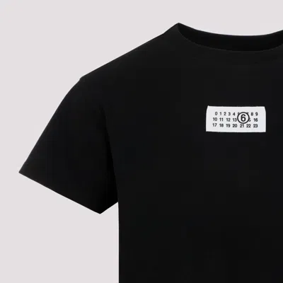 Mm6 Maison Margiela Black T-shirt With Numeric Signature In Black