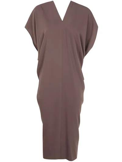 Mm6 Maison Margiela Draped V-neck Midi Dress In Brown