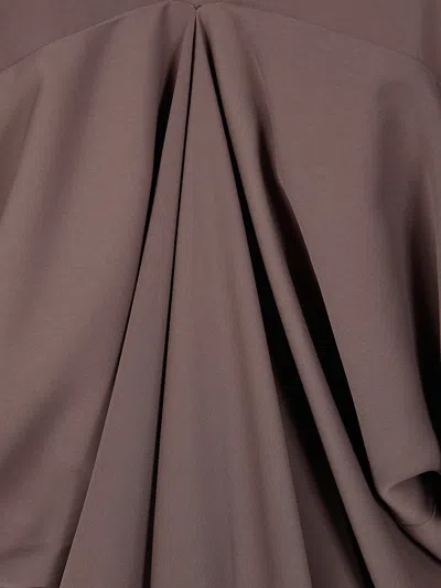 Mm6 Maison Margiela Draped V-neck Midi Dress In Brown