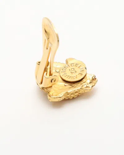 Celine Céline Vintage Crocodile Pearl Clip-on Earrings