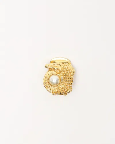 Celine Céline Vintage Crocodile Pearl Clip-on Earrings