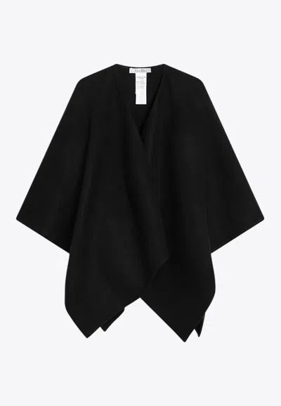 Max Mara Serra Alpaca And Wool Poncho In Black