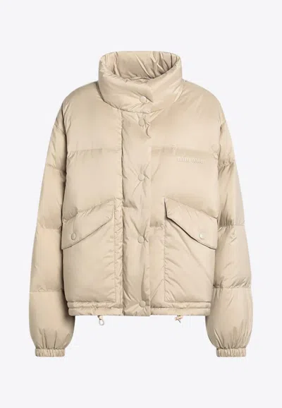 Miu Miu Sand-coloured Jacket In Re-nylon Women
