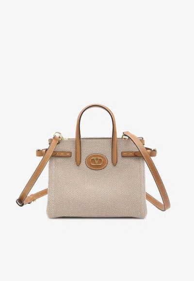 Valentino Small Antibes Canvas Tote Bag
