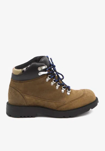 Burberry Moor Suede Lace-up Hiking Boots In Brown